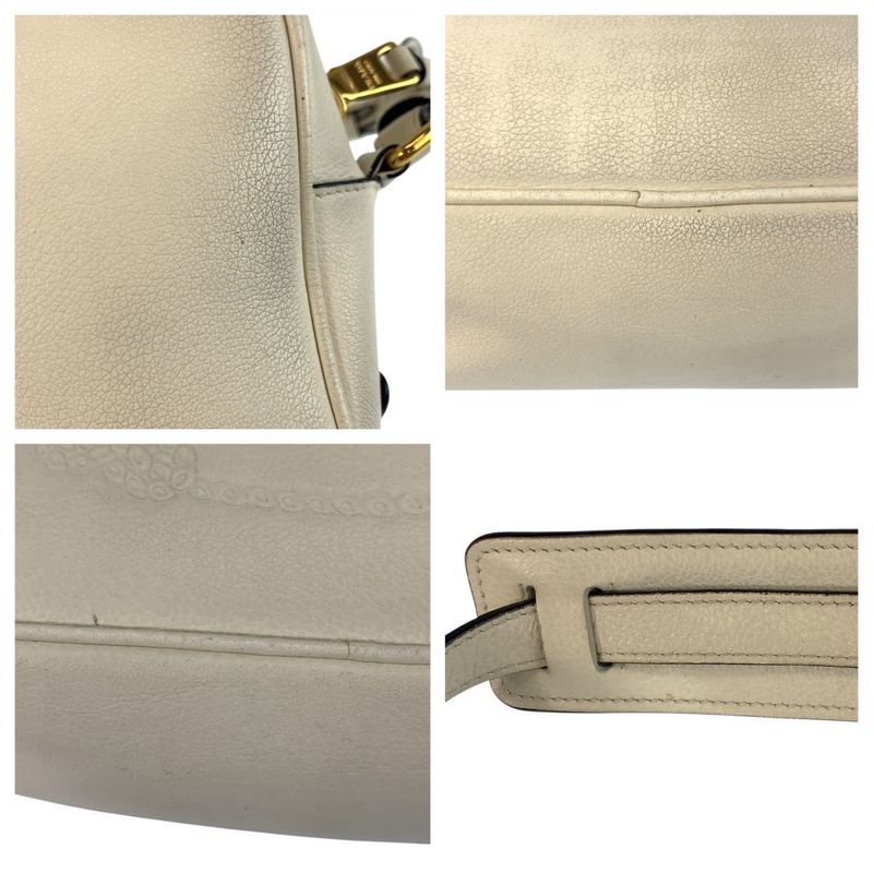 Prada Logo Shape Pressed White Gold Hardware Leather Shoulder Bag Pochette