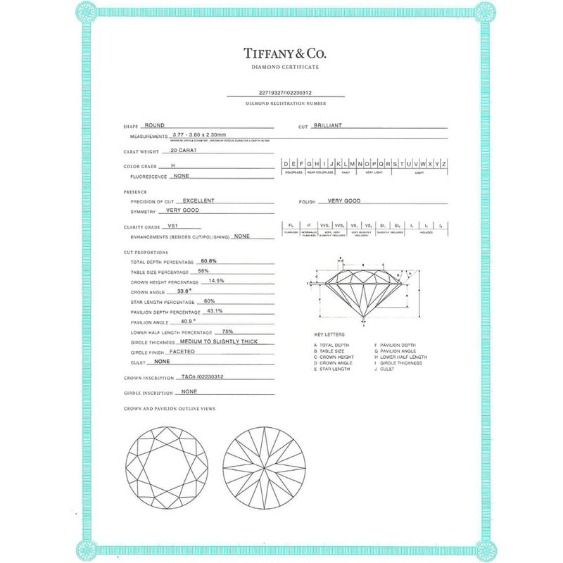 Tiffany & Co Tiffany & Co Solitaire Ring With Diamonds 020ct Approx Size 6