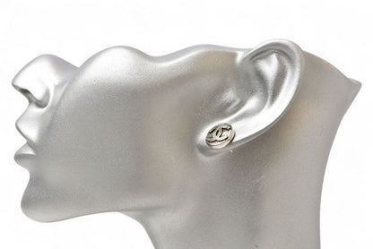 Chanel Earrings Chanel Accessories CC Coco Mark Circle Motif Antique Silver 03