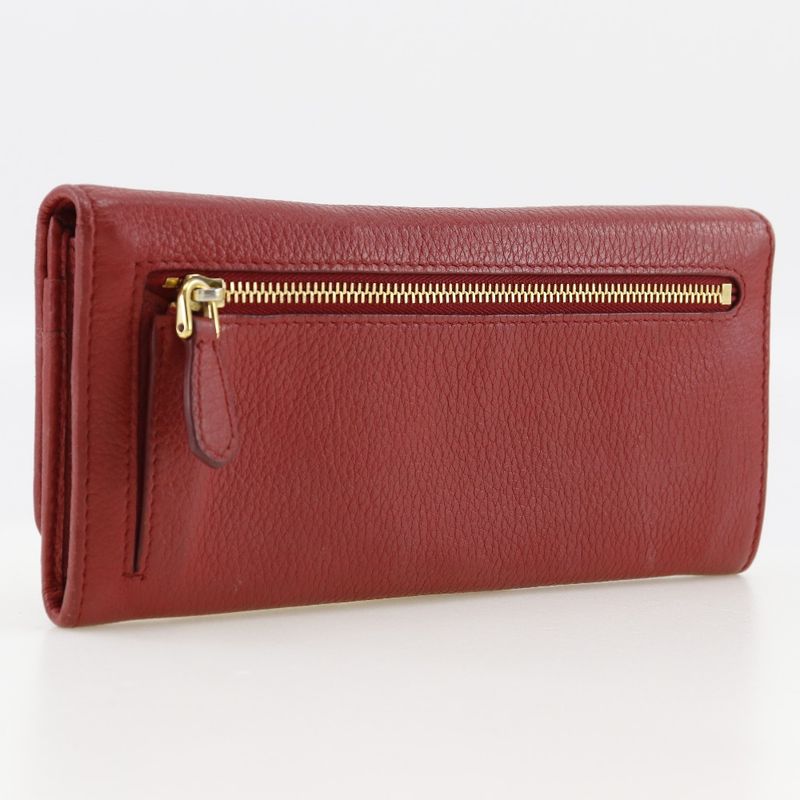 Prada Vittero Dino 1mh132 Leather Red Ladies Long Wallet