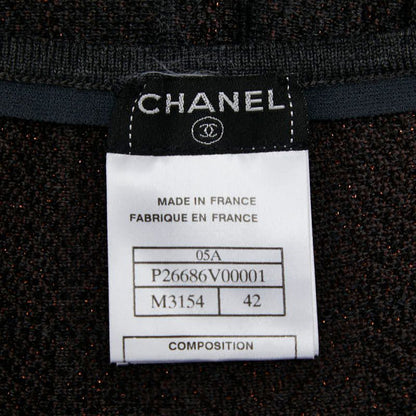 Chanel Coco Mark Check Skirt Pleated Size: 42 P26686v00001 Grey Brown Wool