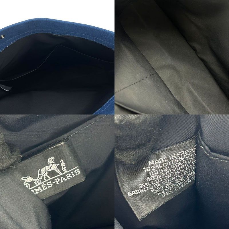 Hermes Clutch Bag Canvas Leather Navy Brown Everyday Use Ladies Women Hermes