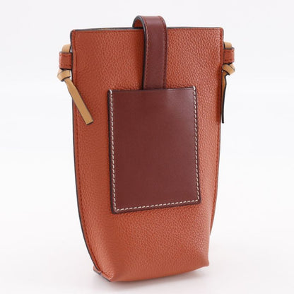 Loewe Pocket Shoulder Phone Pochette 124.12z45 6977 Leather Orange Women's