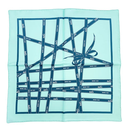 Hermes Scarf Carre 45 Borduc Green Blue 100% Silk