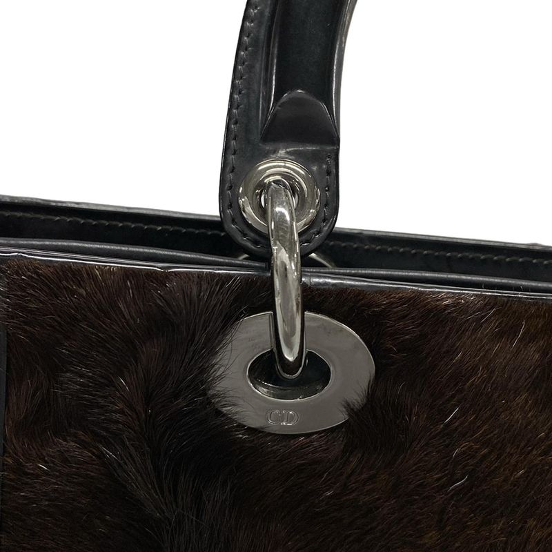 Dior/christian Dior Handbag Lady Dior Large Bag Dark Brown X White X Black