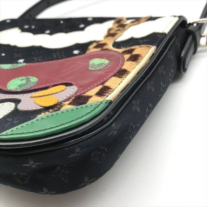 Louis Vuitton Monogram Comte Douffe Satin Shoulder Bag Black Purse