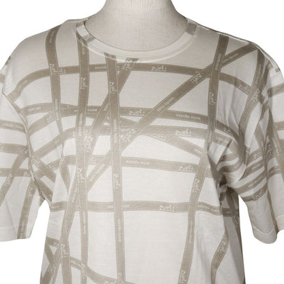 Hermes Bolduc Ribbon Cotton White/beige Women's Short Sleeve T-shirt