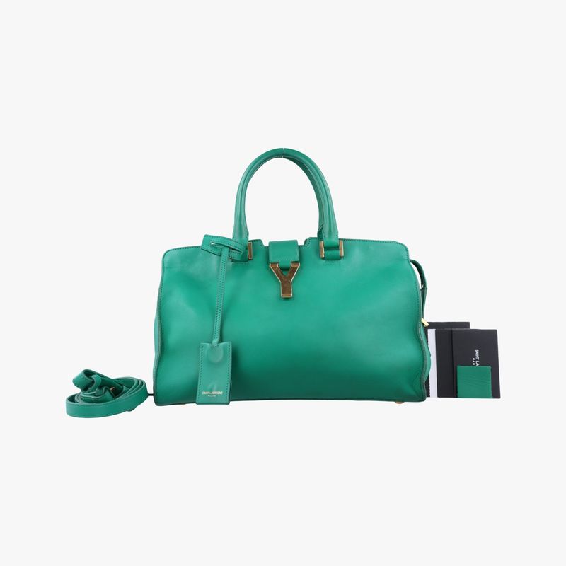 Yves Saint Laurenty Line Petit Cabas Su Green Leather 311210 311210529258