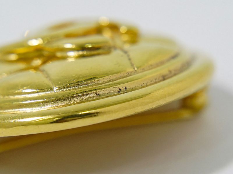Authentic Chanel Coco Mark Matelasse Brooch GP Gold Plated Matelasse Accessories