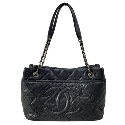 Chanel Tote Bag Matelasse Black Silver Hardware / Chain Shoulder