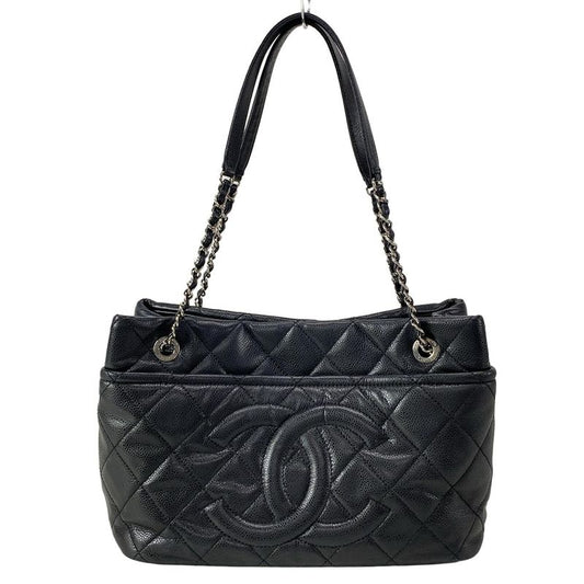 Chanel Tote Bag Matelasse Black Silver Hardware / Chain Shoulder