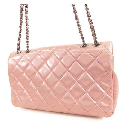 CHANEL Lambskin Quilted Flap Bag Purse Glazed Coco Pleasts Tote Pink