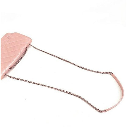 CHANEL Lambskin Quilted Flap Bag Purse Glazed Coco Pleasts Tote Pink