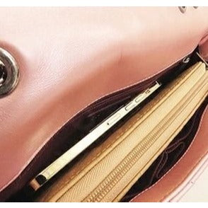 CHANEL Lambskin Quilted Flap Bag Purse Glazed Coco Pleasts Tote Pink