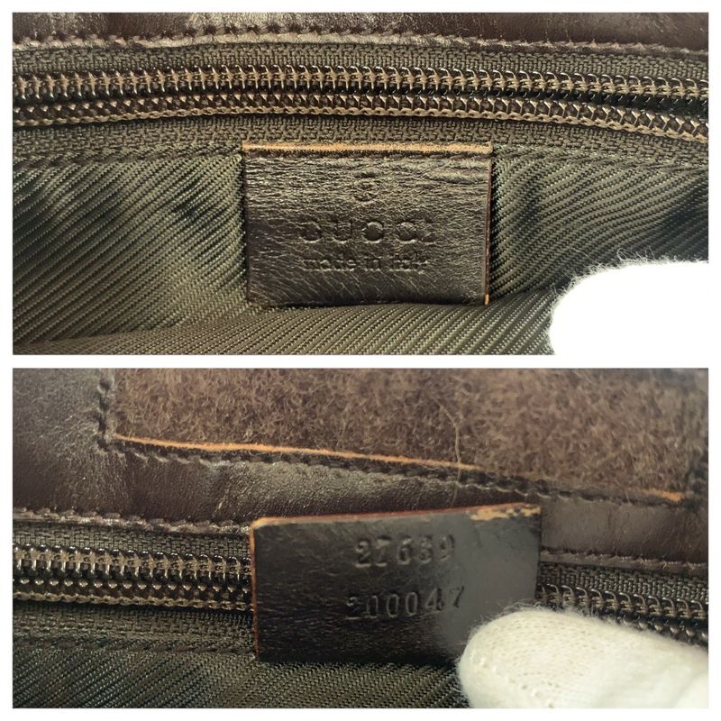 Gucci Brown Silver Hardware GG Supreme Canvas/leather 27639 Shoulder Bag