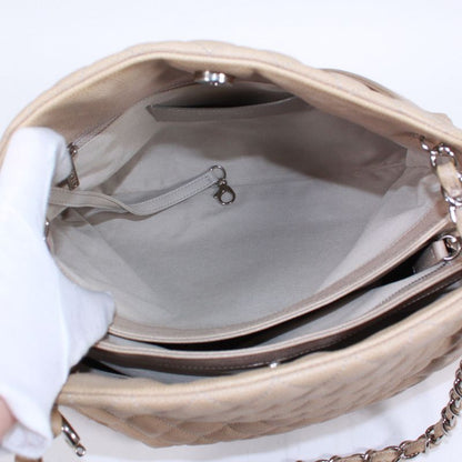 Chanel Matelasse Beau Ring Bag Caviar Skin Beige Shoulder Bag Silver