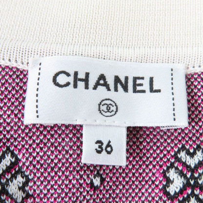 CHANEL 23SS P74276k10699 Silk Cotton Coco Mark Half Zip Knit Ivory Pink 36 Made