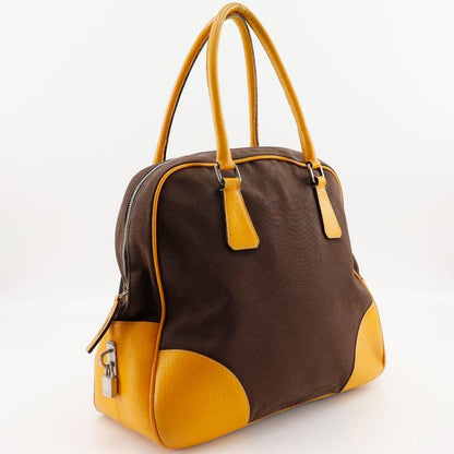 Prada Mini Boston Canvas Brown Women's Tote Bag