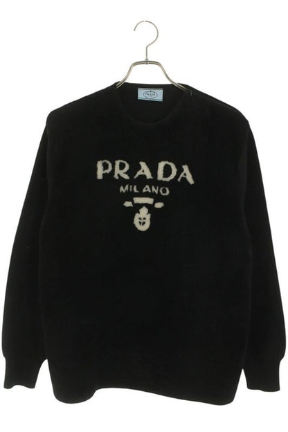 Prada P24i1b Sheepskin Dyed Fur Cashmere Logo Knit Women's 36