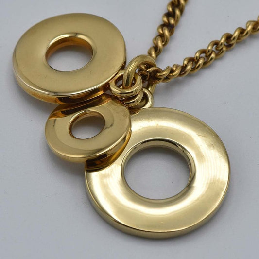 Celine Necklace Circle Logo Gold Color Approx 26.5 G Accessories With Bag H1916