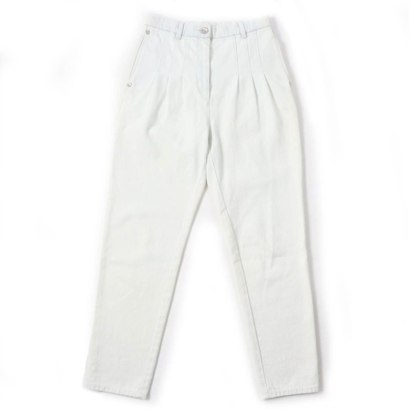 CHANEL P64118v60184 100% Cotton Coco Button Denim Pants Indigo 38 Made In Italy