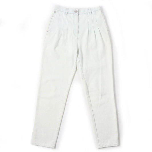 CHANEL P64118v60184 100% Cotton Coco Button Denim Pants Indigo 38 Made In Italy