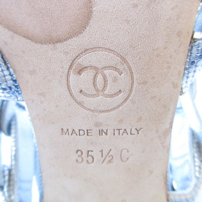 Good Chanel Chunky Heel Metallic Cles Zers Ring Back Sandals 35.5c Equivalent