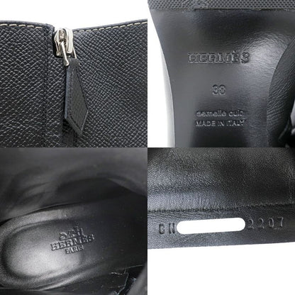 Hermes Flats 60 Black 38 Shorts Leather Women's Shoes Apparel