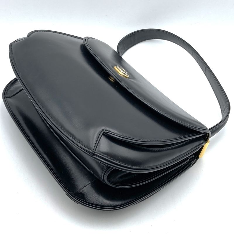 Gucci Handbag Black Leather Ladies Men Fashion Branded