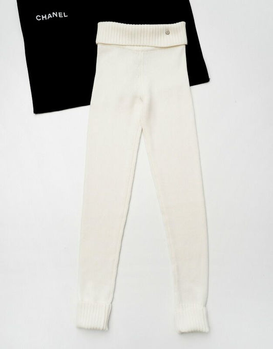 Chanel Pants Size 38 S To M Identification 00A Coco Mark Logo Button Wool Knit