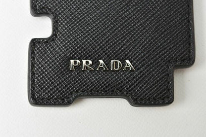 Prada Key Ring Key Holder Bag Charm Prada Logo Patchwork Caracter 2tl253 NERO