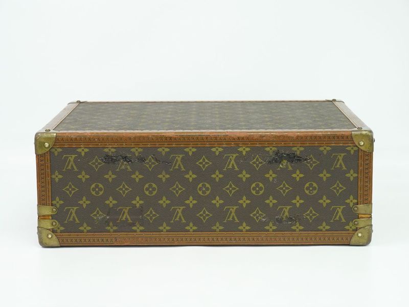 Authentic Louis Vuitton LV Bisten 50 Monogram Trunk Travel Bag Handbag Brown