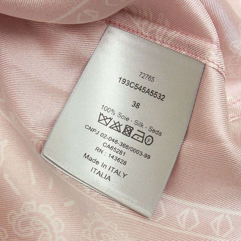 Dior Paisley Pattern Short Sleeve Shirt Size 38 Silk Pink