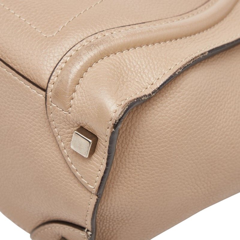 Celine Luggage Micro Shopper Beige Leather Women's Celine