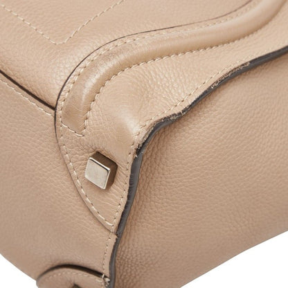 Celine Luggage Micro Shopper Beige Leather Women's Celine