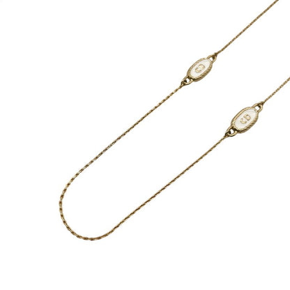 Christian DIOR Necklace CD Logo Plate Enamel Gold Plated Gold