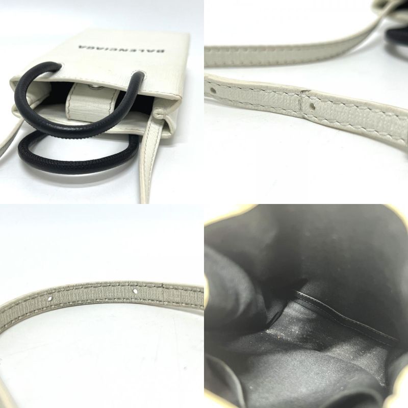 Balenciaga Tote Bag Everyday Shopping Phone Shoulder 593826 Leather White