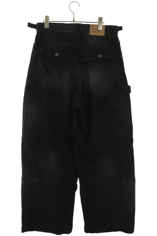 Balenciaga 23AW 767971 Tnw11 Soft Left Hand Wide Cargo Denim Pants Men's XS