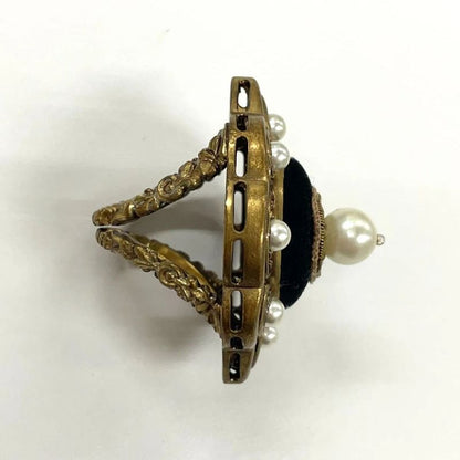 Gucci Michele Period GP × Faux Pearl Flower Ring 10 (actual Size 8) Rings