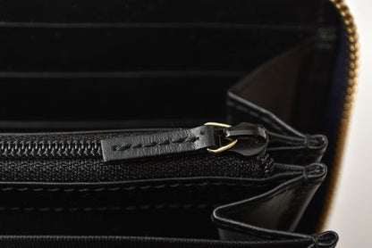 Gucci Wallet Unisex Long Wallet Round Zipper Leather Bee And GG Blue 406609