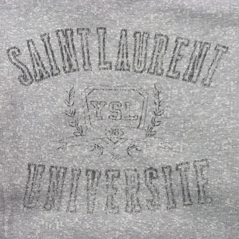  Saint Laurent 2022 704159 Cotton Back Print Damaged Pullover Hoodie Grey M