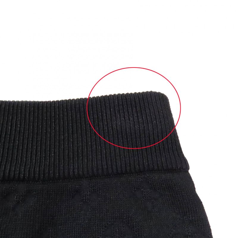 Louis Vuitton 23SS Silk Blend Monogram Embossed Knee Length Tight Skirt Black M