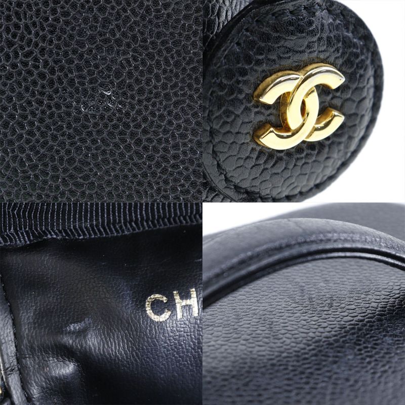 Chanel Vanity Coco Mark Caviar Skin Black Ladies Handbag