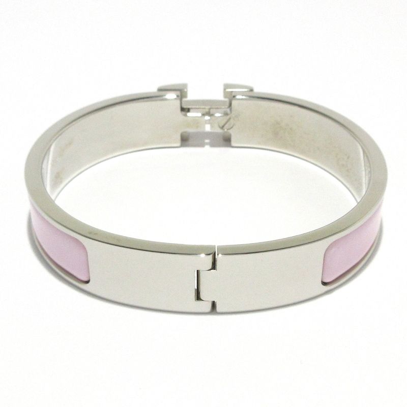 Hermes Bangle Click H Silver X Light Pink