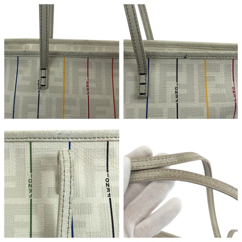 Fendi Zucca White Multicolor Leather 88h185 HQP Tote Bag Shoulder Bag Women