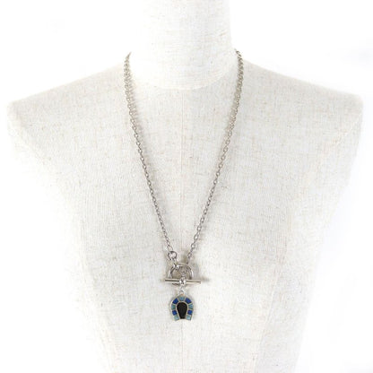 Hermes Necklace Elio Ferre A Cheval Camaille De Bleu Horseshoe Pendant Accessory