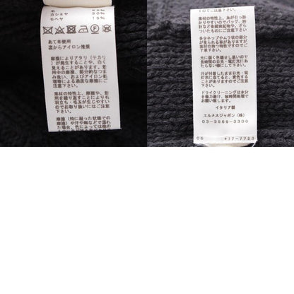 Hermes Wool Cashmere Mix Zip-up Sweater Cable Knit Black 42