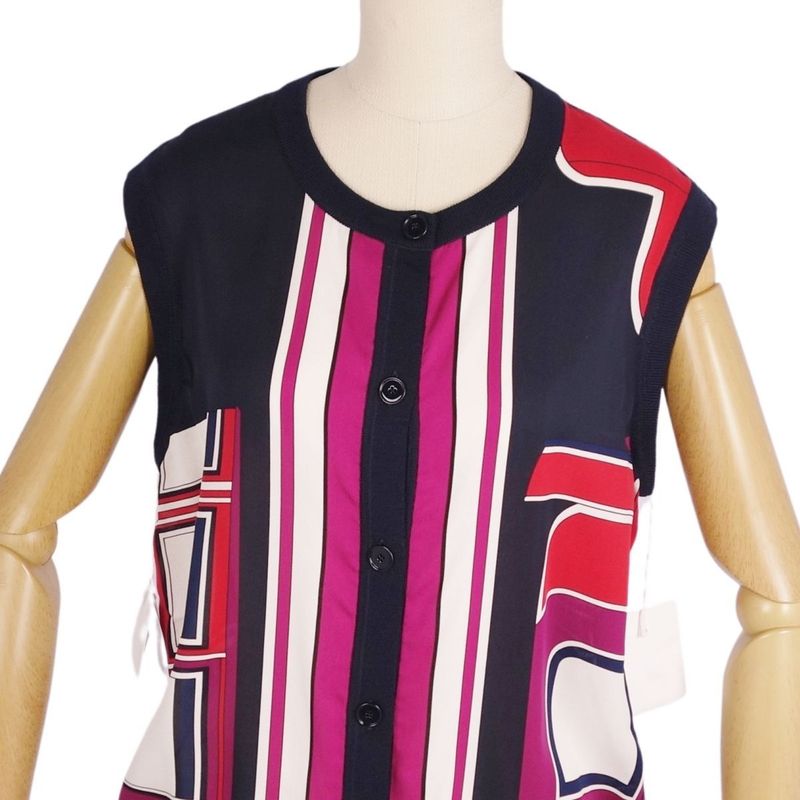 Hermes Vest Gilet Silk All Over Pattern Top Women