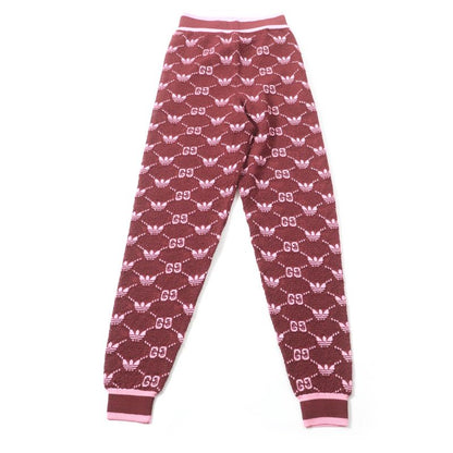 Gucci×adidas 693830 GG Trefoil Wool Jacquard Jogger Pants Bordeaux Pink S Made