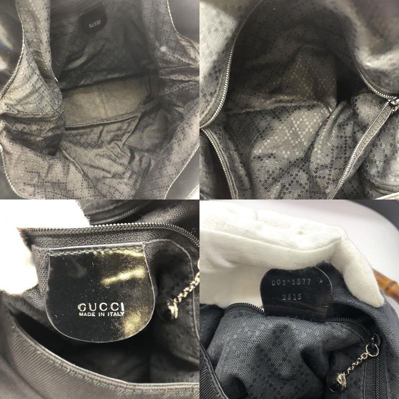 Gucci Handbag Shoulder Bag 2way Bamboo Nylon Black Ladies Men's Old Gucci